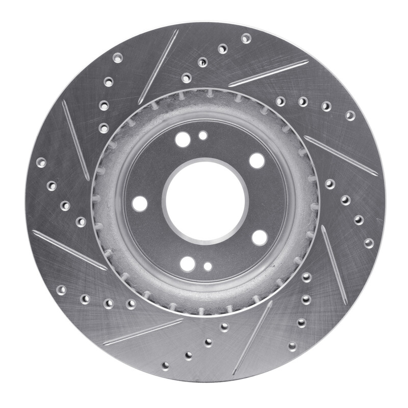 Hyundai Kona Brake Rotor (1) - Front Right - R1 Concepts - Drilled & Slotted - Silver - `15-`25